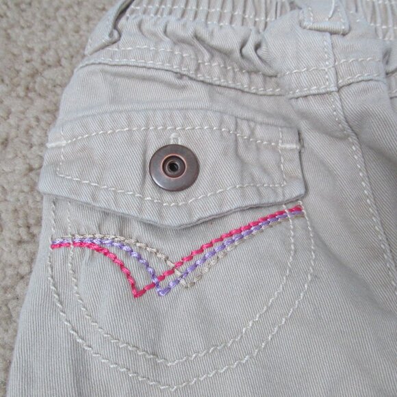 Cherokee Zip Up Khaki Pants Girls Size 9M Tan Beige Elastic Infant Bottoms - Picture 4 of 4